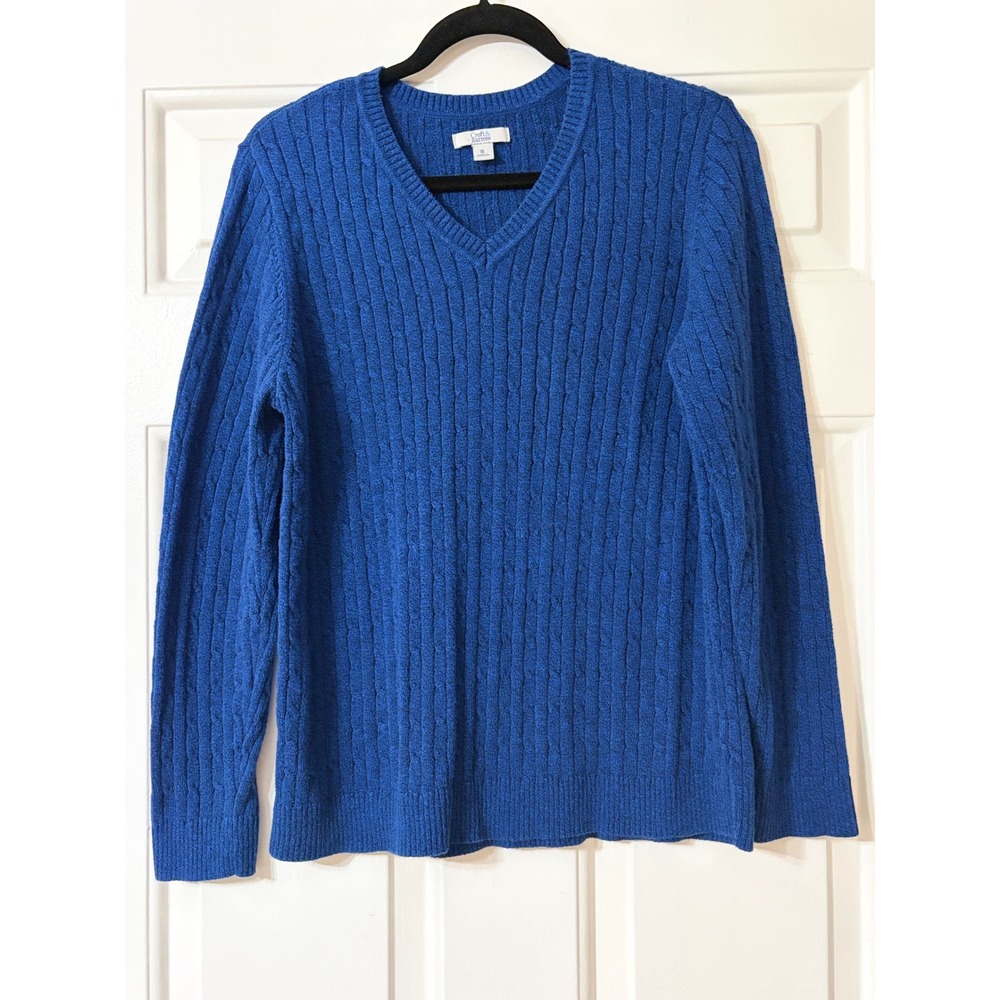 Croft & Barrow | Cable Knit V-Neck Sweater | XL || Blue|
